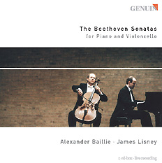 CD album cover 'The Beethoven Sonatas for Piano and Violoncello' (GEN 03024) with Alexander Baillie, James Lisney