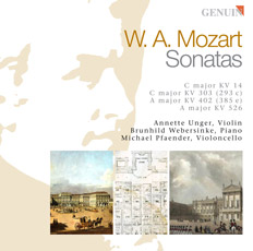 Wolfgang A. Mozart: Sonatas CD album cover 'Wolfgang A. Mozart: Sonatas' (GEN 87524) with Annette Unger, Brunhild Webersinke, Michael Pfaender