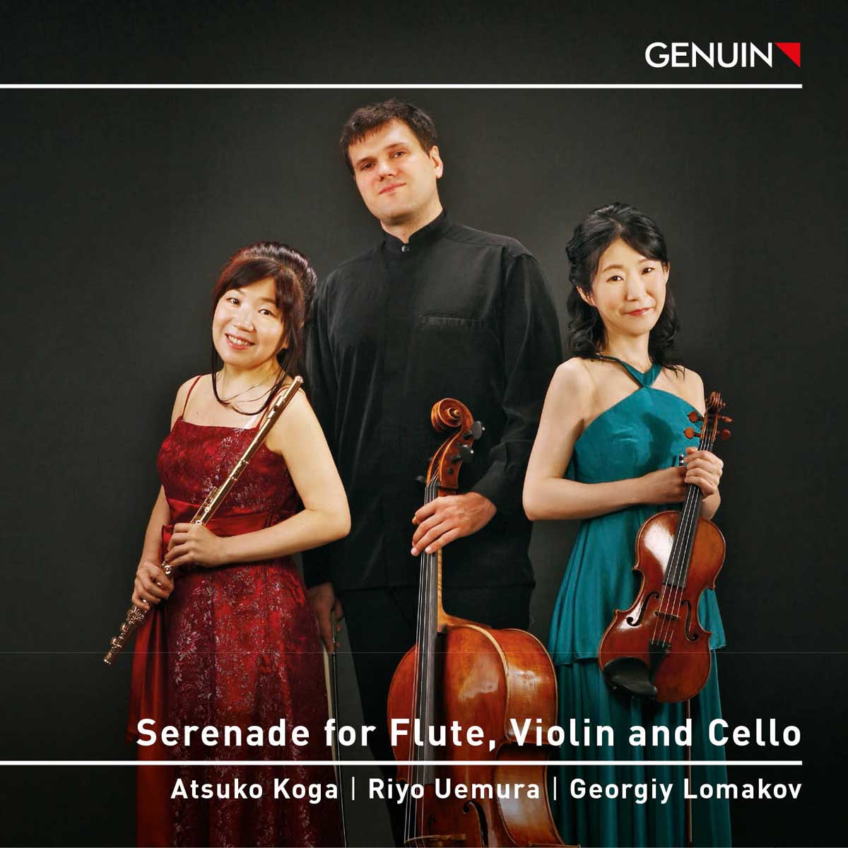 Serenade for Flute, Violin and Cello CD album cover 'Serenade for Flute, Violin and Cello' (GEN 23834) with Atsuko Koga, Riyo Uemura, Georgiy Lomakov