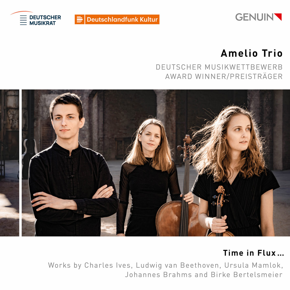 CD album cover 'Time in Flux …' (GEN 25935) with Amelio Trio